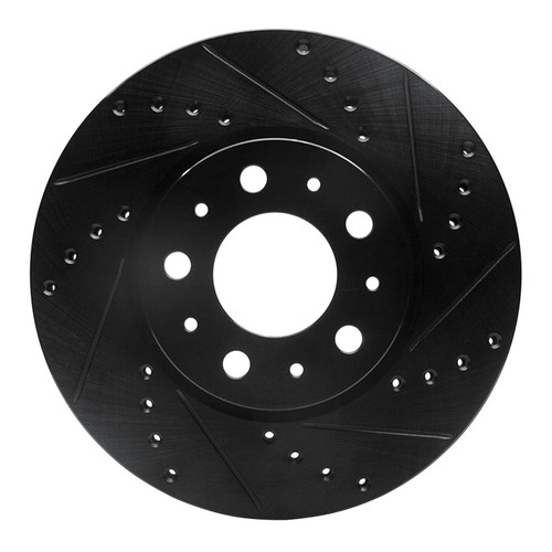 R1 95-04 Volvo S90 Front Right Drilled & Slotted Black Brake Rotor