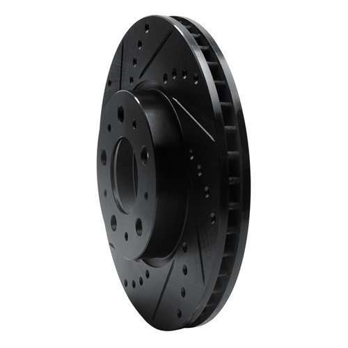 R1 95-04 Volvo C70 Front Left Drilled & Slotted Black Brake Rotor