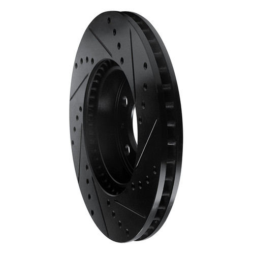 R1 95-04 Volvo C70 Front Left Drilled & Slotted Black Brake Rotor