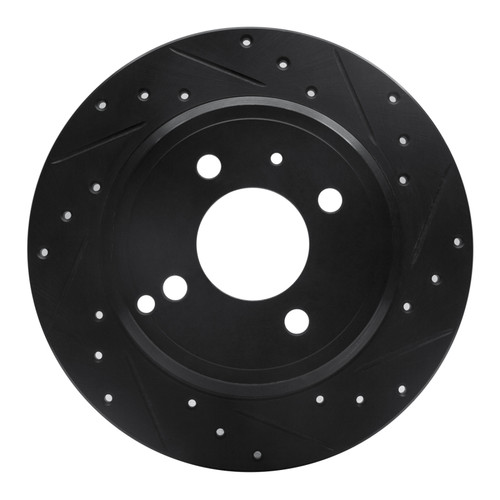 R1 93-95 Volvo 850 Rear Right Drilled & Slotted Black Brake Rotor