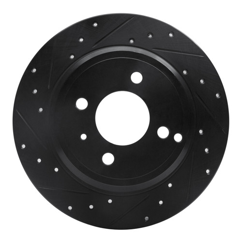 R1 93-95 Volvo 850 Rear Left Drilled & Slotted Black Brake Rotor