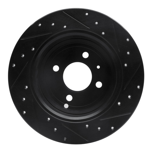 R1 93-95 Volvo 850 Rear Left Drilled & Slotted Black Brake Rotor
