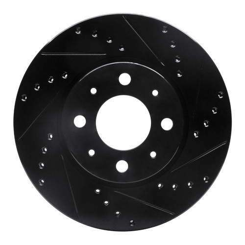 R1 93-95 Volvo 850 Front Right Drilled & Slotted Black Brake Rotor