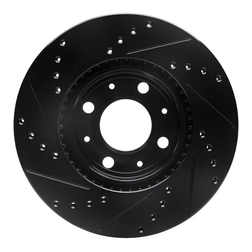 R1 93-95 Volvo 850 Front Right Drilled & Slotted Black Brake Rotor