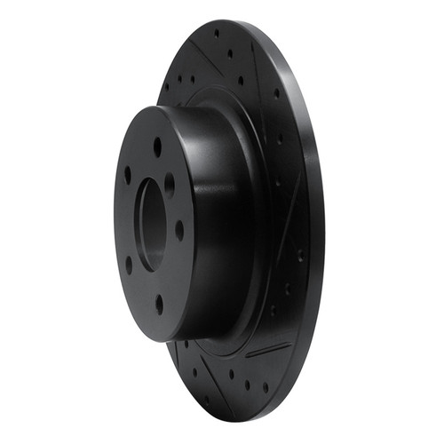 R1 94-04 Land Rover Discovery Rear Right Drilled & Slotted Black Brake Rotor