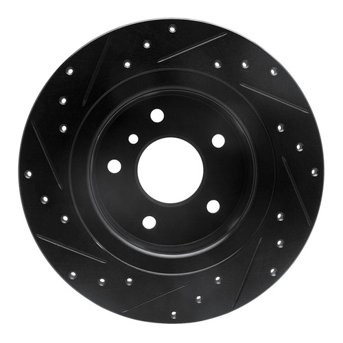 R1 94-04 Land Rover Discovery Rear Right Drilled & Slotted Black Brake Rotor
