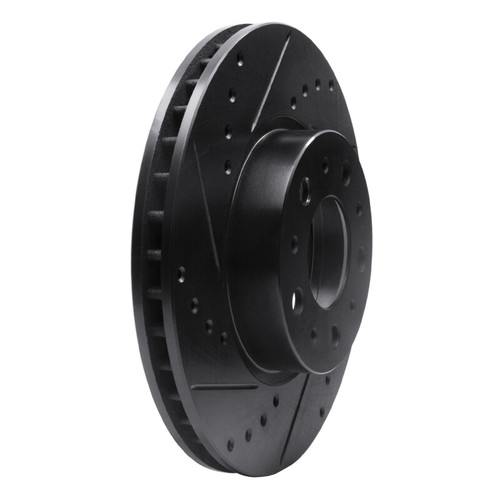 R1 91-95 Volvo 780 Front Left Drilled & Slotted Black Brake Rotor