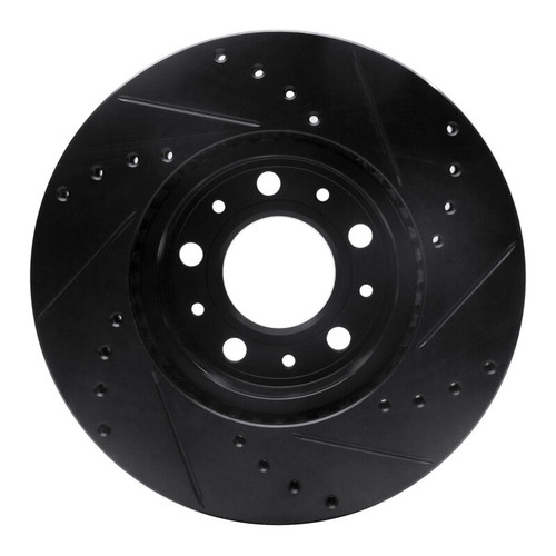 R1 91-95 Volvo 780 Front Left Drilled & Slotted Black Brake Rotor