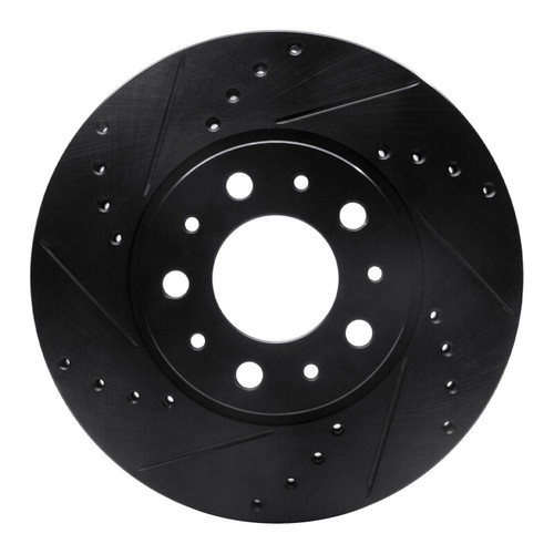R1 91-95 Volvo 780 Front Left Drilled & Slotted Black Brake Rotor