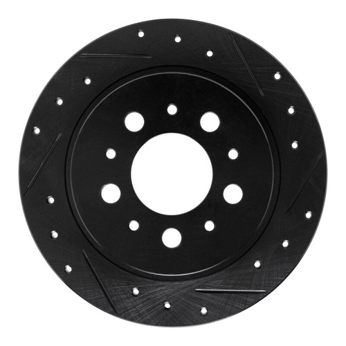 R1 88-94 Volvo 760 Series Rear Right Drilled & Slotted Black Brake Rotor
