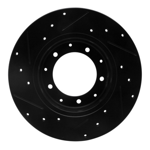 R1 74-16 Land Rover Defender 90 Rear Right Drilled & Slotted Black Brake Rotor