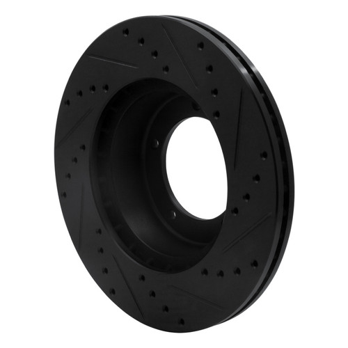 R1 90-16 Land Rover Defender 90 Front Left Drilled & Slotted Black Brake Rotor