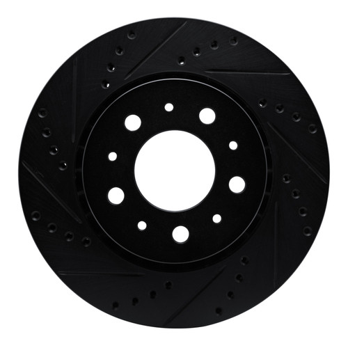 R1 82-92 Volvo 940 Front Left Drilled & Slotted Black Brake Rotor