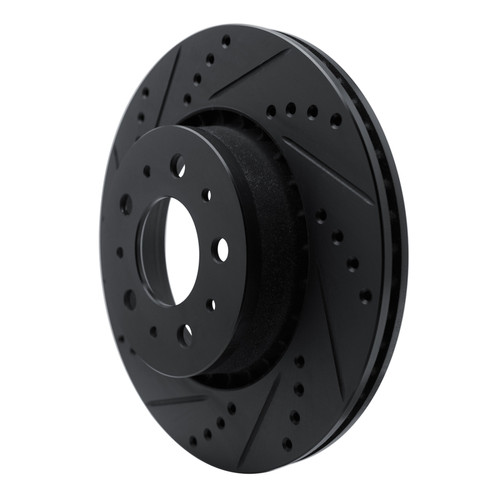 R1 82-92 Volvo 940 Front Left Drilled & Slotted Black Brake Rotor