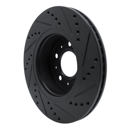 R1 82-92 Volvo 940 Front Left Drilled & Slotted Black Brake Rotor