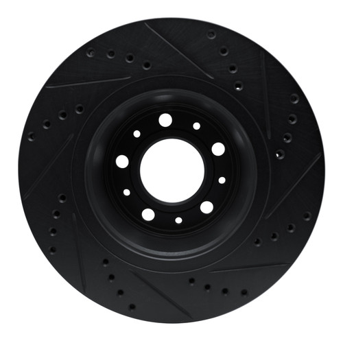 R1 82-92 Volvo 940 Front Left Drilled & Slotted Black Brake Rotor