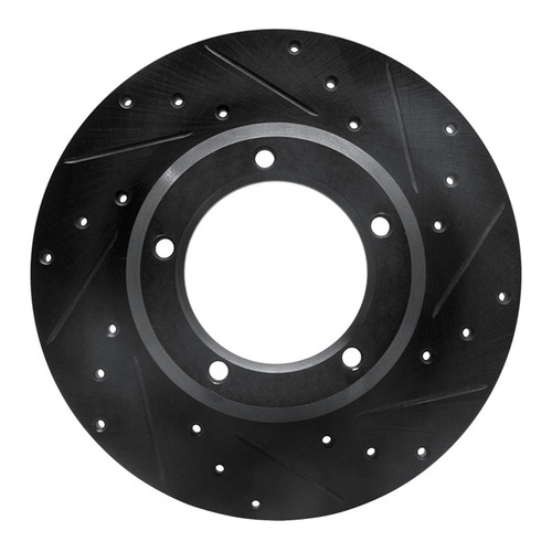 R1 74-99 Land Rover Defender 110 Front Right Drilled & Slotted Black Brake Rotor