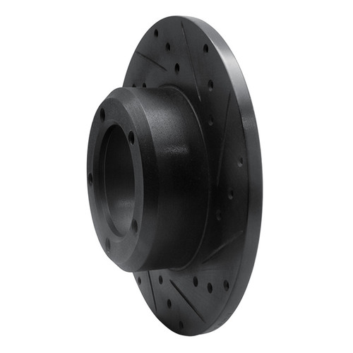 R1 74-99 Land Rover Defender 110 Front Right Drilled & Slotted Black Brake Rotor