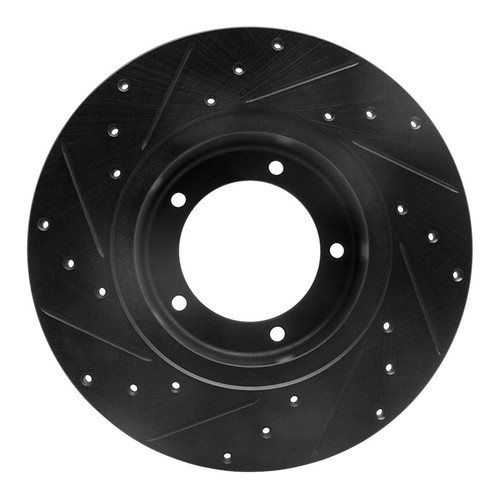 R1 74-99 Land Rover Defender 110 Front Right Drilled & Slotted Black Brake Rotor