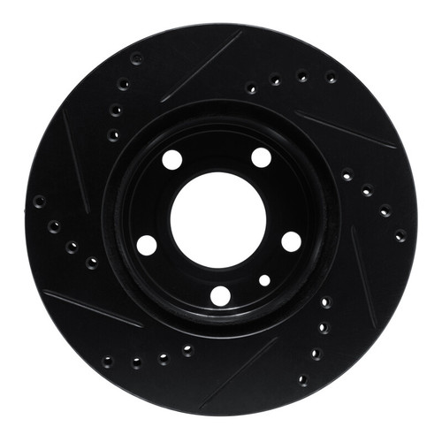 R1 82-90 Volvo 740 Front Right Drilled & Slotted Black Brake Rotor