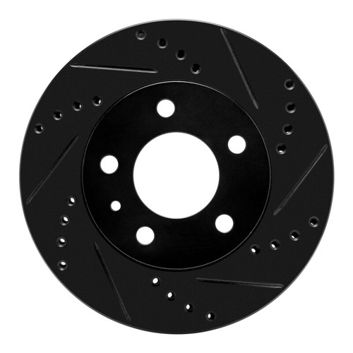 R1 82-90 Volvo 740 Front Right Drilled & Slotted Black Brake Rotor