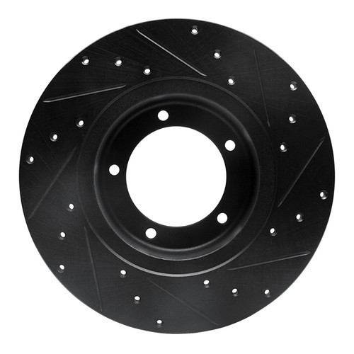 R1 74-99 Land Rover Discovery Front Left Drilled & Slotted Black Brake Rotor