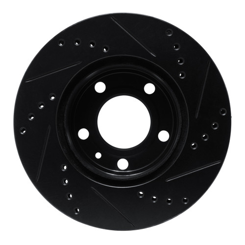 R1 82-90 Volvo 760 Series Front Left Drilled & Slotted Black Brake Rotor
