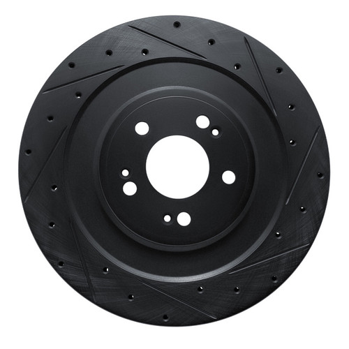 R1 21-26 Genesis GV70 Rear Right Drilled & Slotted Black Brake Rotor