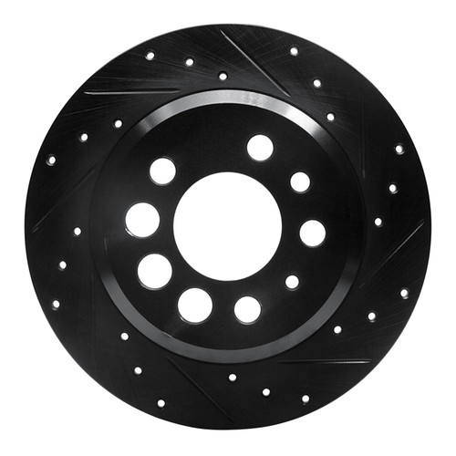 R1 74-95 Volvo 244 Rear Right Drilled & Slotted Black Brake Rotor