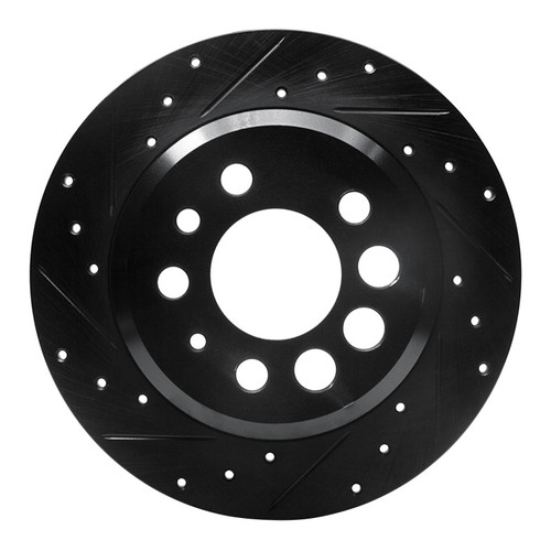 R1 74-95 Volvo 244 Rear Left Drilled & Slotted Black Brake Rotor