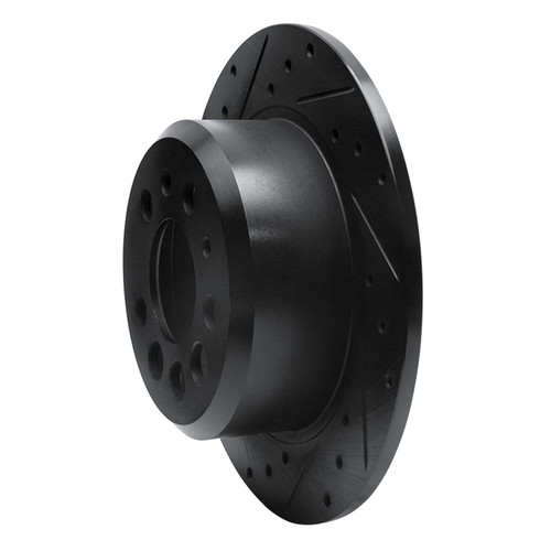 R1 74-95 Volvo 244 Rear Left Drilled & Slotted Black Brake Rotor