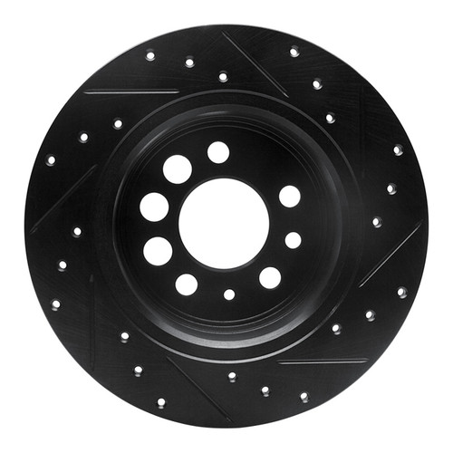 R1 74-95 Volvo 244 Rear Left Drilled & Slotted Black Brake Rotor