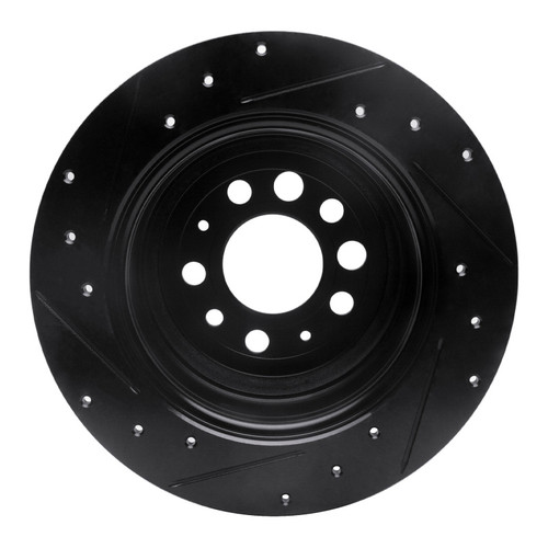 R1 67-74 Volvo 164 Rear Right Drilled & Slotted Black Brake Rotor