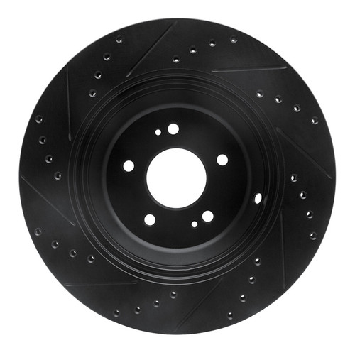 R1 17-19 Genesis G90 Rear Right Drilled & Slotted Black Brake Rotor