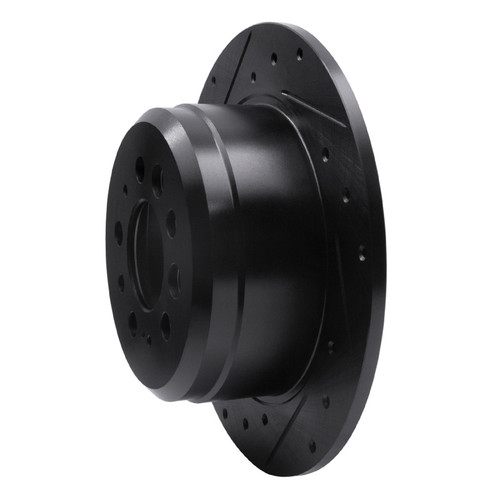 R1 67-74 Volvo 142 Rear Left Drilled & Slotted Black Brake Rotor