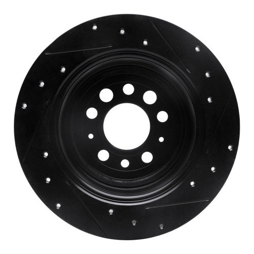 R1 67-74 Volvo 142 Rear Left Drilled & Slotted Black Brake Rotor
