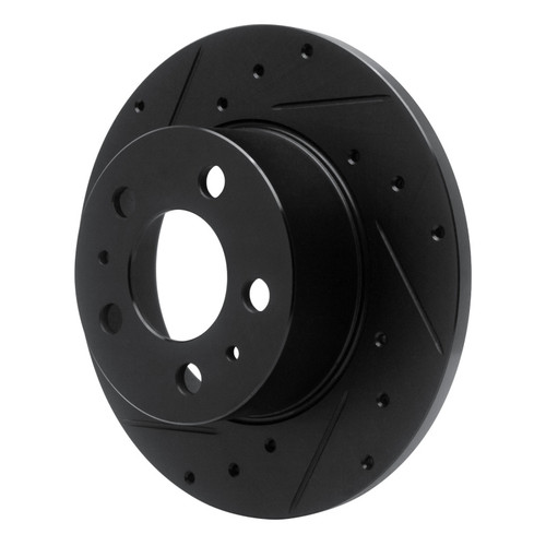 R1 67-72 Volvo 142 Front Left Drilled & Slotted Black Brake Rotor