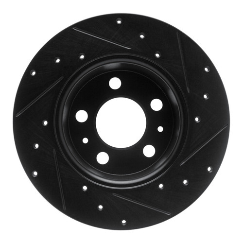 R1 67-72 Volvo 142 Front Left Drilled & Slotted Black Brake Rotor