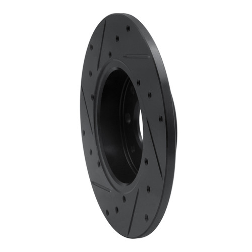 R1 13-19 Fiat 500E Rear Right Drilled & Slotted Black Brake Rotor