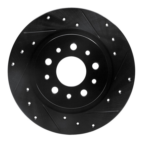 R1 14-19 Fiat 500L Rear Right Drilled & Slotted Black Brake Rotor