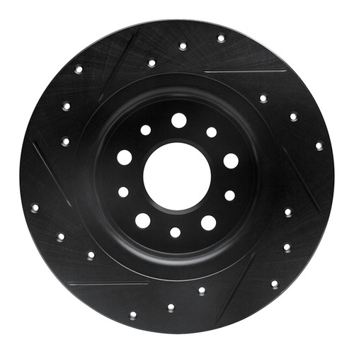 R1 14-19 Fiat 500L Rear Right Drilled & Slotted Black Brake Rotor