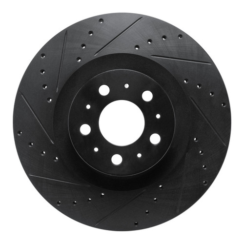 R1 20-25 Tesla Model Y Front Left Drilled & Slotted Black Brake Rotor