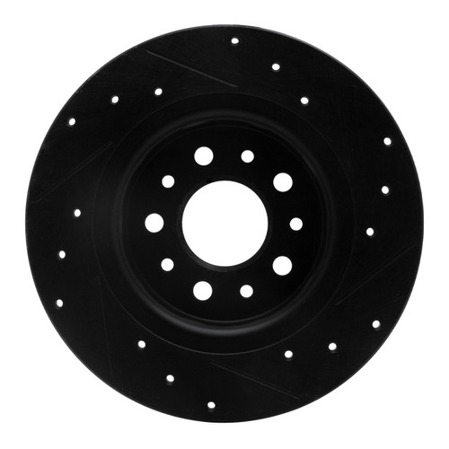R1 14-19 Fiat 500L Rear Left Drilled & Slotted Black Brake Rotor