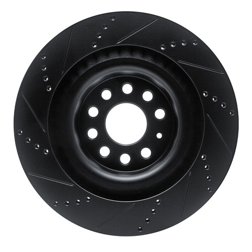 R1 12-21 Tesla Model S Rear Right Drilled & Slotted Black Brake Rotor