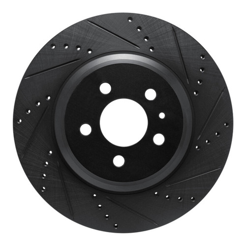 R1 17-25 Tesla Model 3 Rear Right Drilled & Slotted Black Brake Rotor