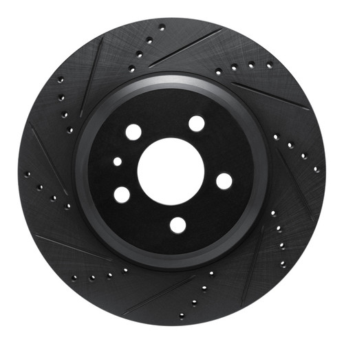 R1 17-25 Tesla Model 3 Rear Left Drilled & Slotted Black Brake Rotor