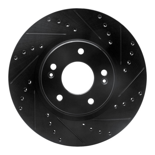 R1 20-25 Hyundai Kona Front Right Drilled & Slotted Black Brake Rotor
