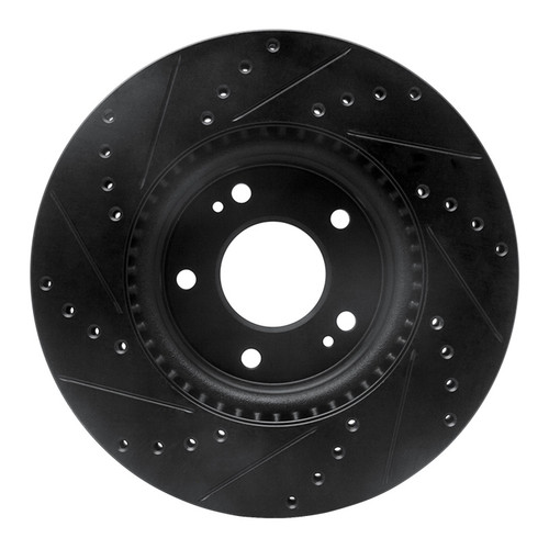 R1 20-25 Hyundai Kona Front Right Drilled & Slotted Black Brake Rotor