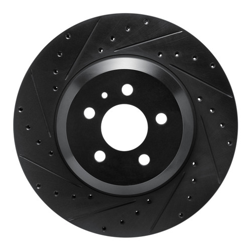 R1 17-25 Tesla Model 3 Front Left Drilled & Slotted Black Brake Rotor