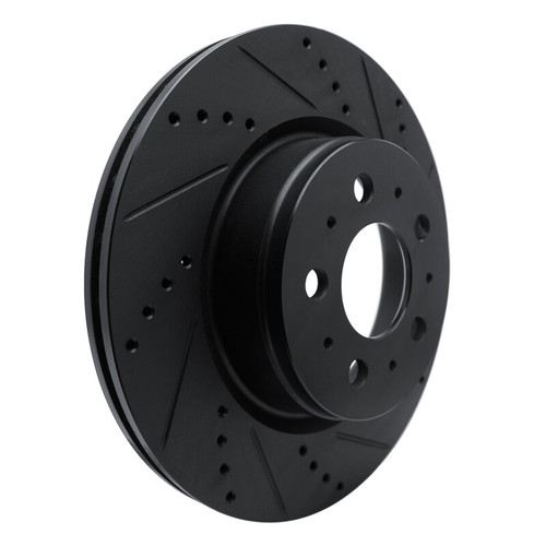 R1 17-25 Tesla Model 3 Front Right Drilled & Slotted Black Brake Rotor ECB-26002R